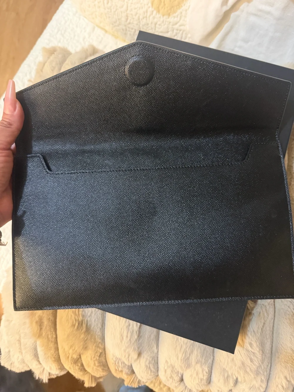 Saint Laurent Black Pebbled Leather Tote with Gold Logo - Picture 2 of 7